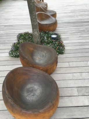 cramim spa pond area wooden seating