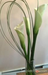 trio of floral arrangements-cala lily with steel grass