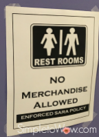sara bathroom sign